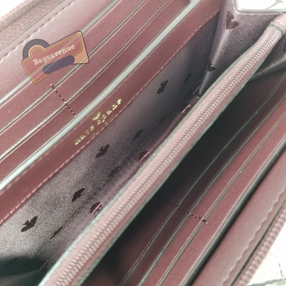 #bagsavenue neda wallet saffiano pvc Greta Court Cherrywood Burgundy Kate Spade - Picture 11 of 11